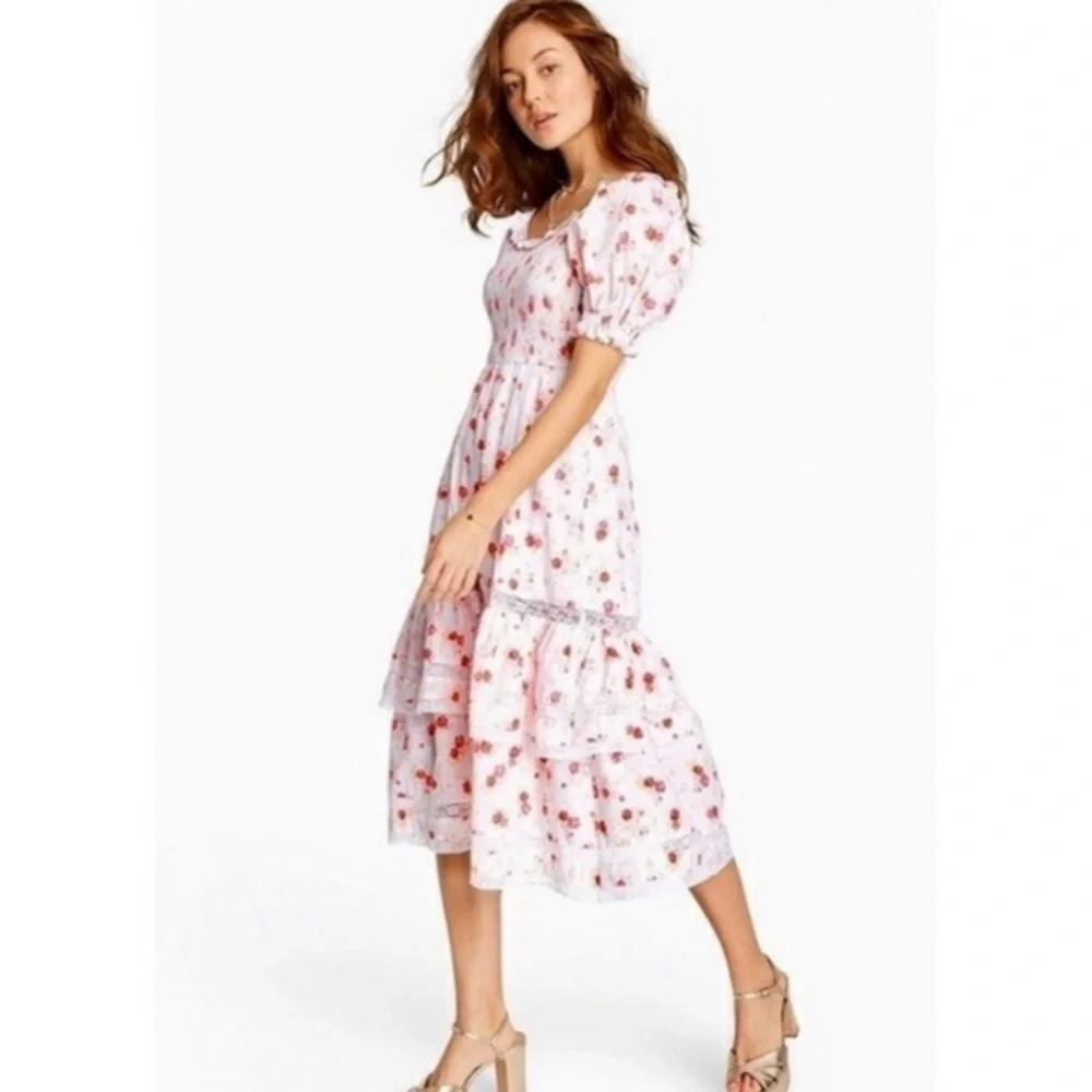 Cotton Pink Floral Maxi/Midi Dress - Picture 5 of 7
